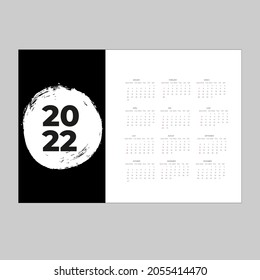 Kalendervorlage für das Jahr 2022. Planer Tagebuch in minimalistischem Stil. Kalender 2022 in minimalem Tisch und blau-gelb-farbigem Veranstaltungsplaner, Woche beginnt Sonntag