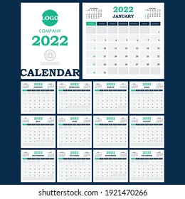 Calendar template for 2022 year. Vector Planner diary design for Corporate and business calendar.