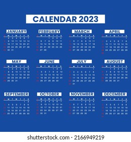 Calendar template 2023. English simple vector vertical wall or pocket calendar |Calendar 2023 year. | English Calendar 2023
