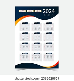 
Calendar template for 2024 year.
 Planner diary in a minimalist style.
 Corporate and business wall calendar.
