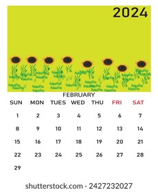 Calendar template for 2024 year. Planner diary in a minimalist style. Corporate and business calendar. 2021 calendar in minimal table and blue and yellow color event planner, Week Starts Sunday