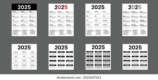 Calendar Template 2025 with a date. Planner design for everything use