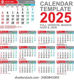 Calendar Template 2025 Masehi, Hijri, Java