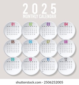 Plantilla del calendario para el año 2025, diseño del calendario 2015, Vertical del calendario 2015: la semana comienza con el domingo.