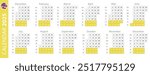 Calendar template for 2025 year, vertical grid design. Vector calendar 2025.