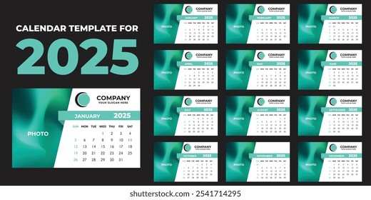 Calendar Template for 2025 year. Week starts on Sunday. Simple minimal classic style. Work or business calendar. 2025 calendar in minimalist style. English vector calendar for 2025 year