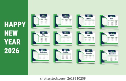 Calendar Template for 2026 Year.
