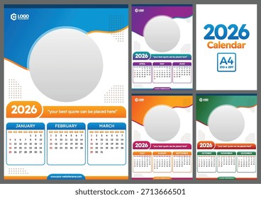 calendar template with abstract geometric design illustration