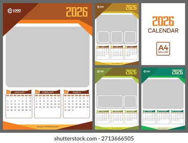 Plantilla de calendario con ilustración de diseño geométrico abstracto