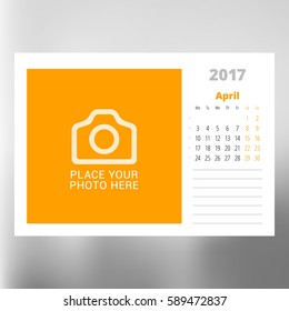 Calendar Template for April 2017. Week Starts Monday. Design Print Template. Vector Illustration Isolated