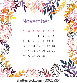 Calendar template by month