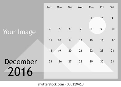 calendar template of December 2016