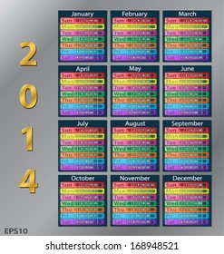 Calendar template design for year 2014, vector