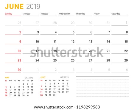 calendar template june 2019 business planner stock vector royalty june 2019 template