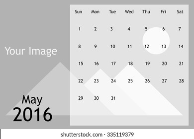 calendar template of May 2016