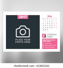 Calendar Template for May 2017. Week Starts Monday. Design Print Template. Vector Illustration Isolated
