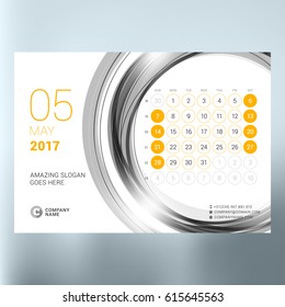 Calendar Template for May 2017. Week Starts Sunday. Design Print Template. Vector Illustration Isolated