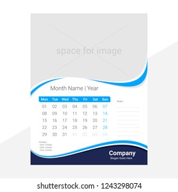 Calendar Template Monthly Vector