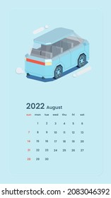 Plantilla De Calendario Vista Trasera De La Ilustración De Van Car