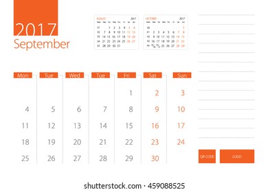 Calendar template of September 2017