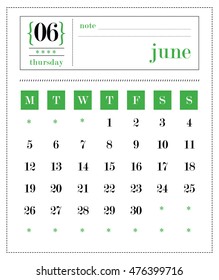 Calendar Template Series June