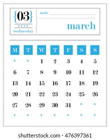Calendar Template Series March