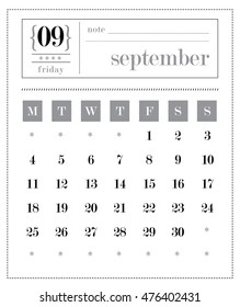 Calendar Template Series September
