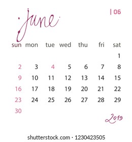 Calendar template set for 2019 year in one vector file. Business organizer design element for print or applications. Regular intervals.