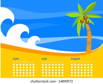 Calendar template - summer