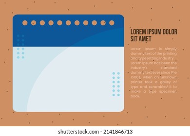 Calendar template vector illustration.  Trendy background design for calendar page. Planner note design.  