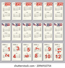 Plantilla del calendario para el año 2022, incluidos los números de la semana. La semana empieza el domingo.