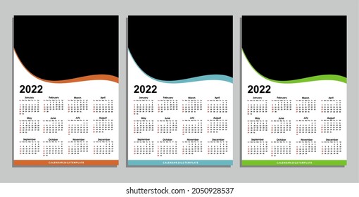calendar template for the year 2022. set of pages for 12 months of 2022. Vector illustration. The week starts on Sunday. easy to edit and change color