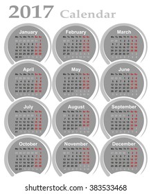 calendar Template for a year in gray tones.