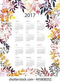 Calendar Templates with cutout leaves and flowers.