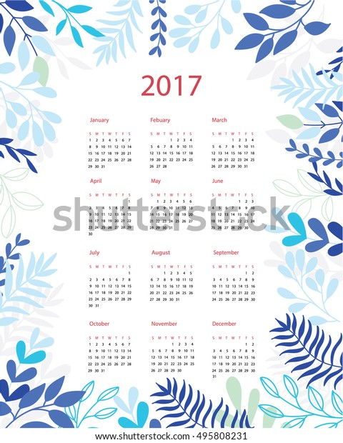 Calendar Templates Cutout Leaves Flowers Stock Vector (Royalty Free ...