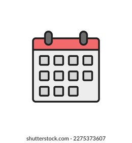 Icono de línea delgada del calendario. Símbolo lineal de color. Ilustración vectorial.