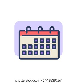 Icono de línea fina de calendario. Signo de esquema de fecha, día, mes. Gestión del tiempo y concepto de medición. Elemento de símbolo de ilustración vectorial para diseño web y aplicaciones