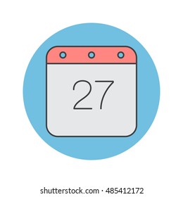 Calendar thin line icon, filled outline vector logo illustration, linear colorful pictogram isolated on white