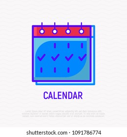 Calendar thin line icon. Modern vector illustration.