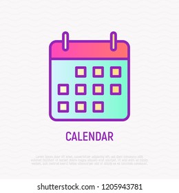 Calendar thin line icon. Modern vector illustration.