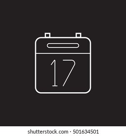 Calendar thin line icon, outline vector logo illustration, linear pictogram isolated on black