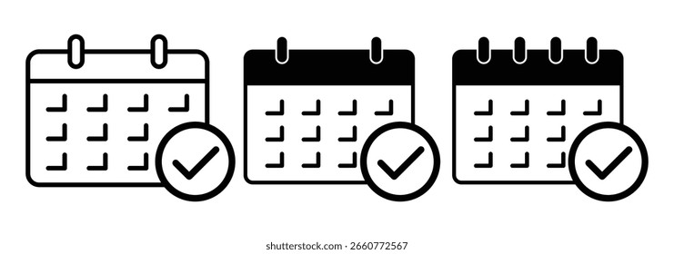 Calendar thin line icons set. Deadline, timetable, schedule, meeting, appointment outline icon collection. Thin outline icons pack. Calendar icon set. Calender symbol. calendar vector icon. 