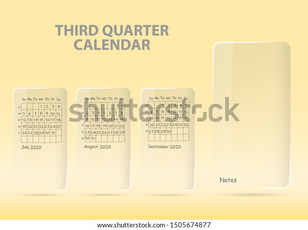 Calendar Third Quarter 2020 Year On Stock Vector Royalty Free 1505674877