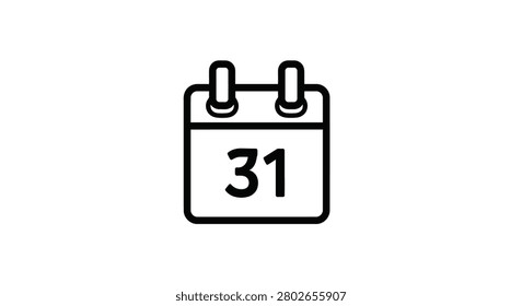 Calendar With Thirty First Date Black And White Silhouette