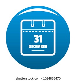 Calendar thirty first december icon vector blue circle isolated on white background 