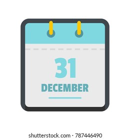 Calendar thirty first december icon. Flat illustration of calendar thirty first december vector icon isolated on white background