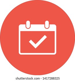 Calendar with a tick icon in trendy flat style . A symbol for web site design, logo, app, UI. Vector illustration