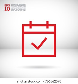 calendar with tick line vector icon