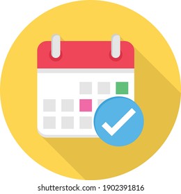 calendar tick vector flat colour icon