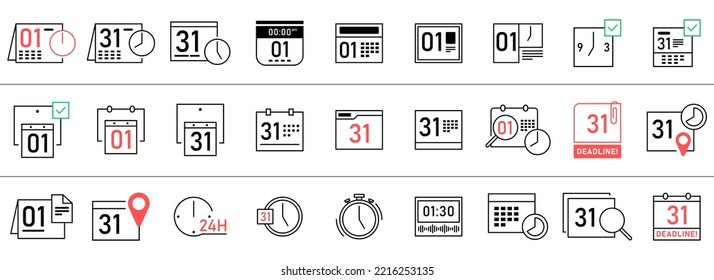 Kalender und Uhrzeit. 27 Icon-Sets für Apps und Business